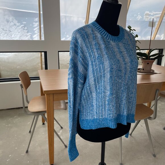 Anthropologie Pilcro Textured‎ High-Low Pullover Sweater Blue Women’s Sz Sm - Picture 5 of 7